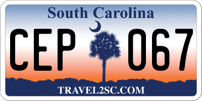 SC license plate CEP067