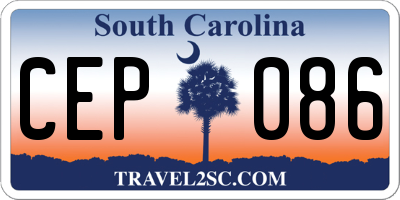 SC license plate CEP086