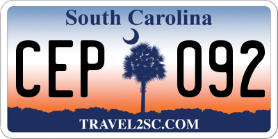 SC license plate CEP092