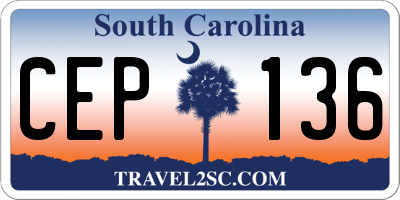 SC license plate CEP136