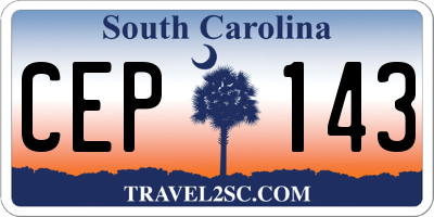 SC license plate CEP143