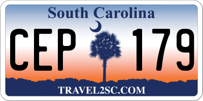 SC license plate CEP179