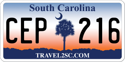 SC license plate CEP216