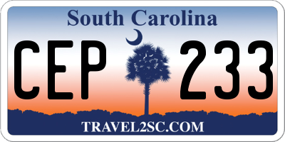 SC license plate CEP233