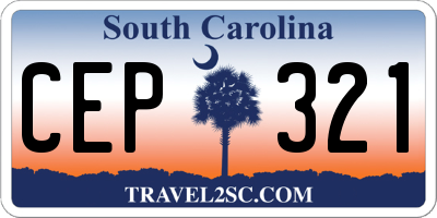 SC license plate CEP321