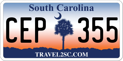 SC license plate CEP355