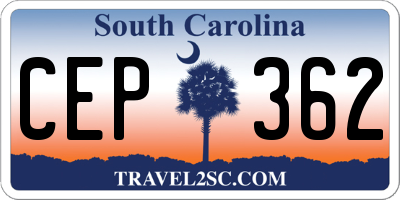 SC license plate CEP362