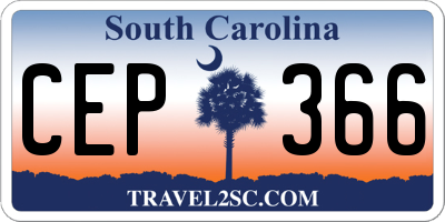 SC license plate CEP366