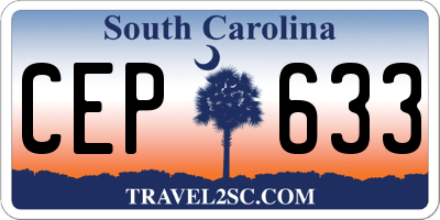 SC license plate CEP633