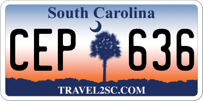SC license plate CEP636