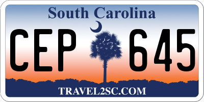 SC license plate CEP645