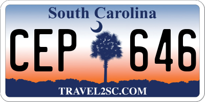SC license plate CEP646