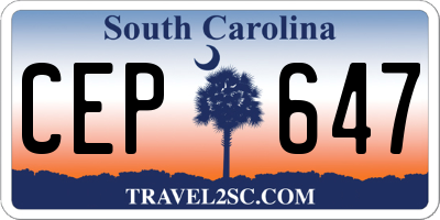 SC license plate CEP647