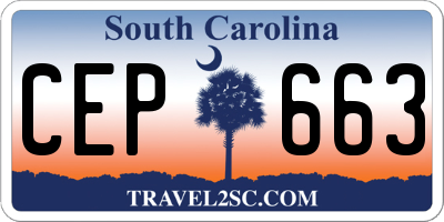 SC license plate CEP663