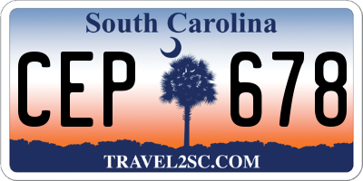 SC license plate CEP678