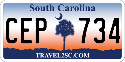 SC license plate CEP734