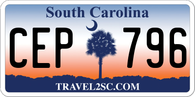 SC license plate CEP796