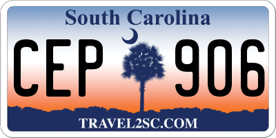 SC license plate CEP906