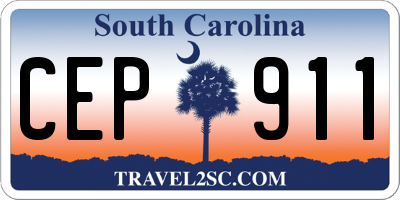 SC license plate CEP911