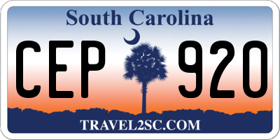 SC license plate CEP920