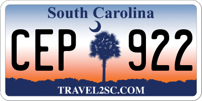 SC license plate CEP922