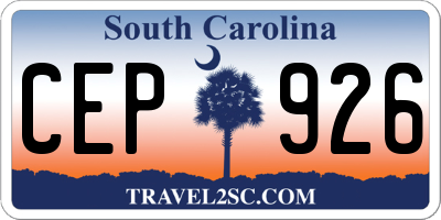 SC license plate CEP926
