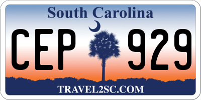 SC license plate CEP929