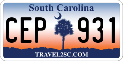 SC license plate CEP931