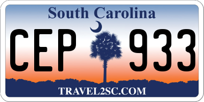 SC license plate CEP933