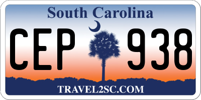 SC license plate CEP938