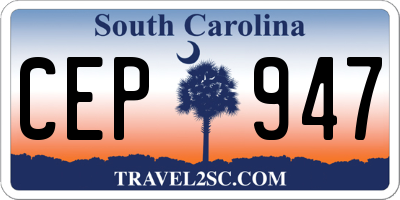 SC license plate CEP947