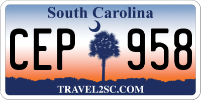 SC license plate CEP958