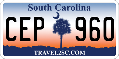 SC license plate CEP960