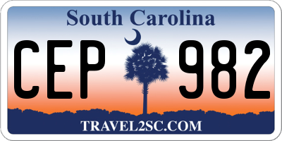 SC license plate CEP982