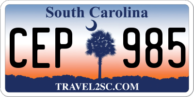 SC license plate CEP985