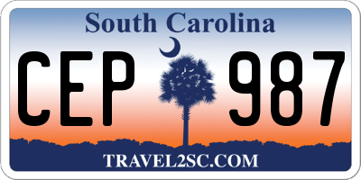 SC license plate CEP987
