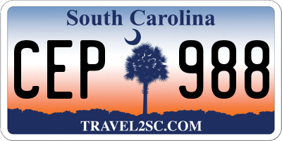 SC license plate CEP988