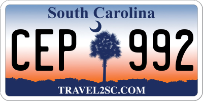SC license plate CEP992