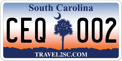 SC license plate CEQ002