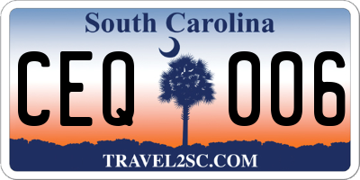SC license plate CEQ006