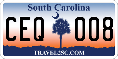 SC license plate CEQ008