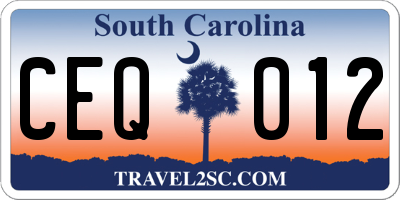 SC license plate CEQ012