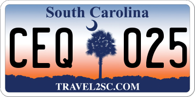 SC license plate CEQ025