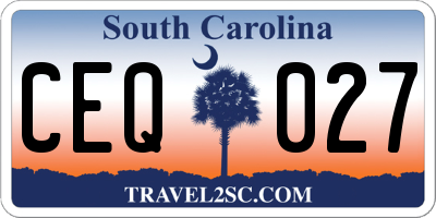SC license plate CEQ027