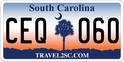SC license plate CEQ060