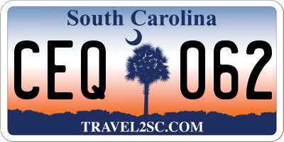 SC license plate CEQ062