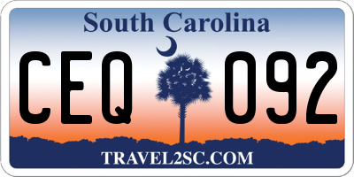 SC license plate CEQ092