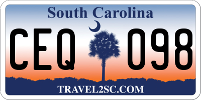SC license plate CEQ098