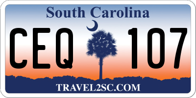 SC license plate CEQ107