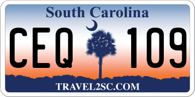SC license plate CEQ109